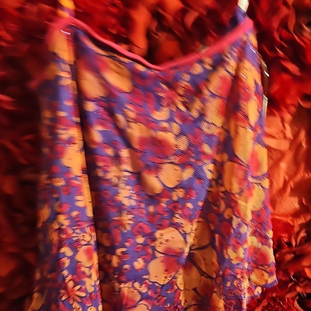 Justice Floral Girl's Top in Vibrant Orange and Purple Size 16